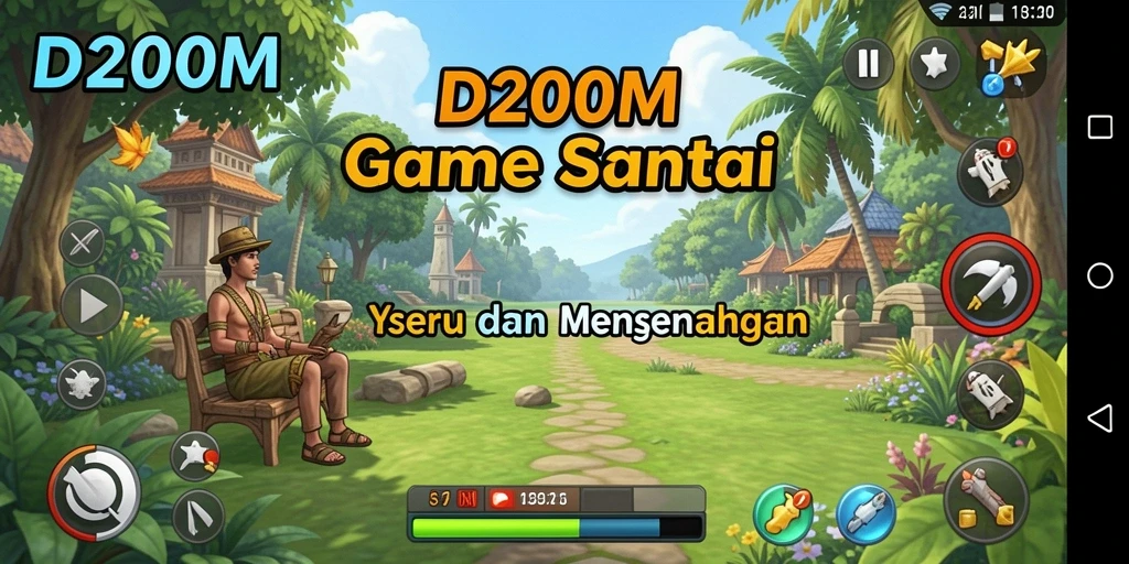 Tampilan gameplay D200M yang berwarna dan ceria.