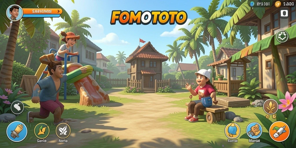 Screenshot FOMOTOTO menampilkan gameplay seru dan karakter yang menggemaskan.