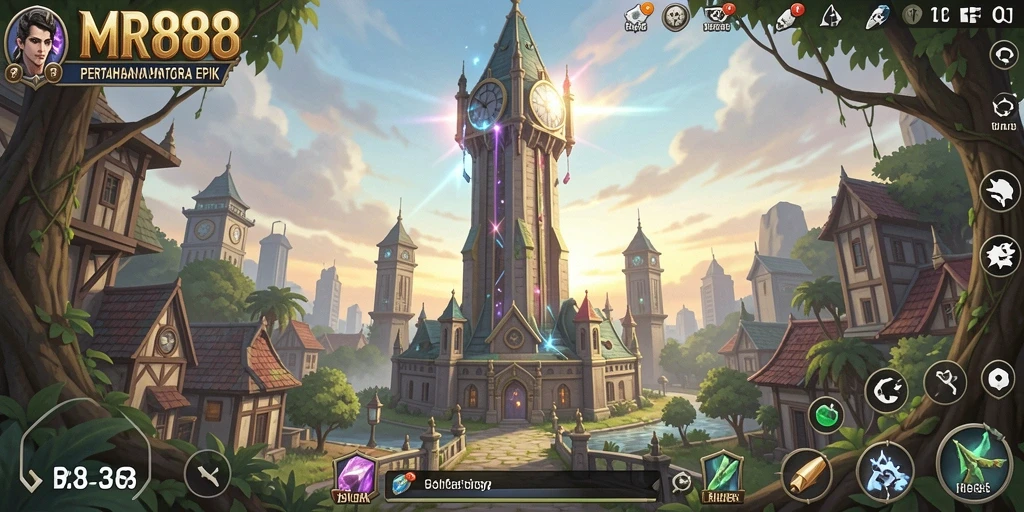Tampilan gameplay menara pertahanan yang menegangkan di MR888.