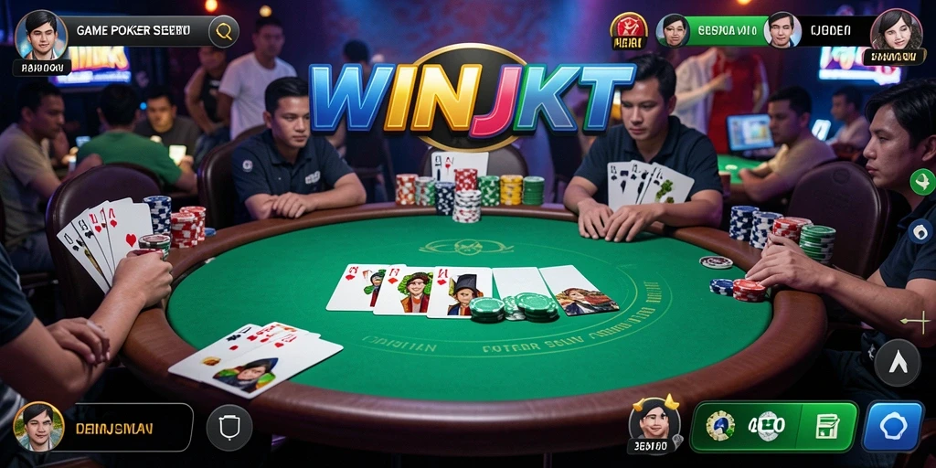 Screenshot gameplay WINJKT yang menampilkan keseruan poker.